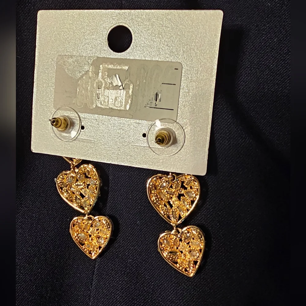 Baublebar Rhinestone Sparkle Heart Stack Earrings New in package - Picture 3 of 9